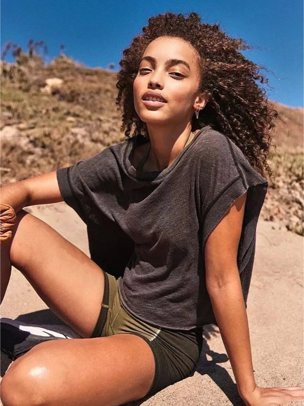 Free People Movement My Time Tee Gray Short Sleeve Top